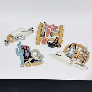 Vintage Burwood 4pc Hanging Wall Decor Southwest Western Cowboy Hat Boots Saddle